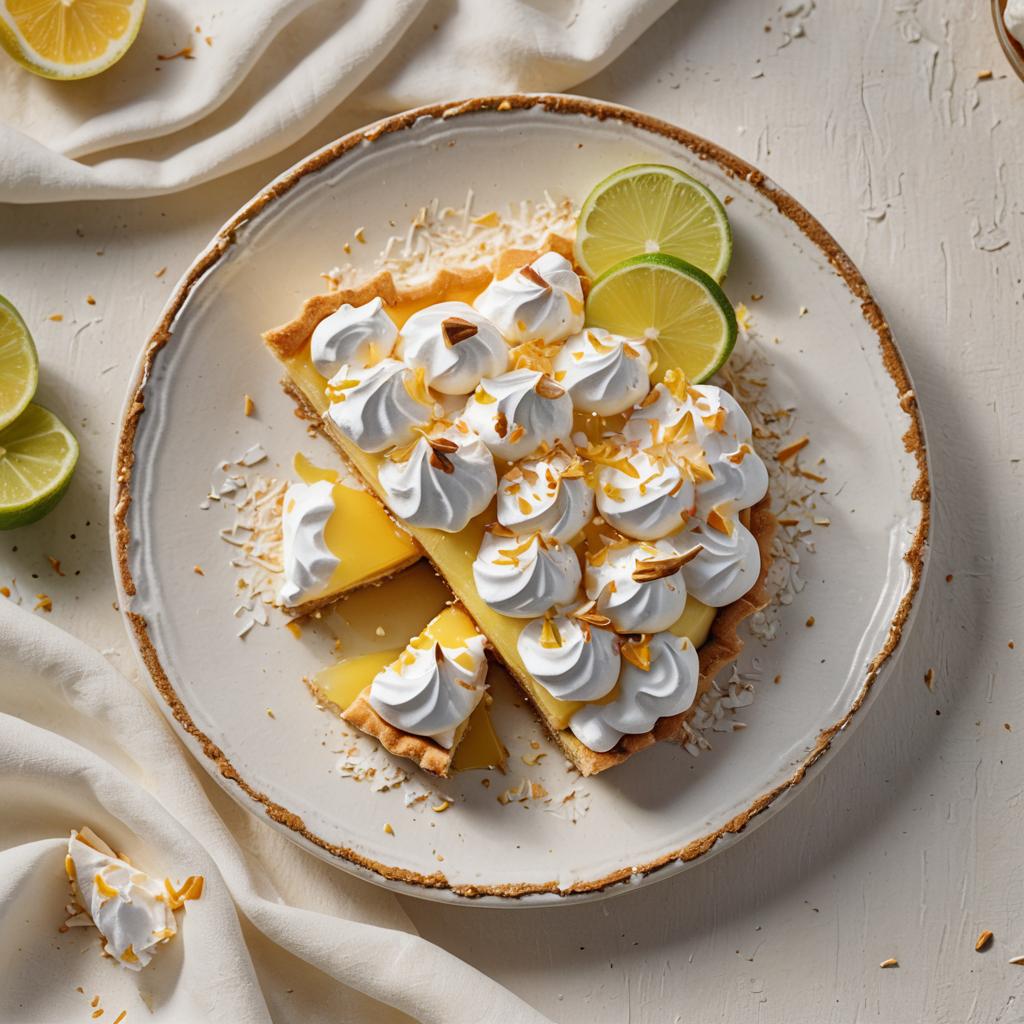 A refreshing tart filled with coconut cream and lime, served with a side of native forest honey cream.